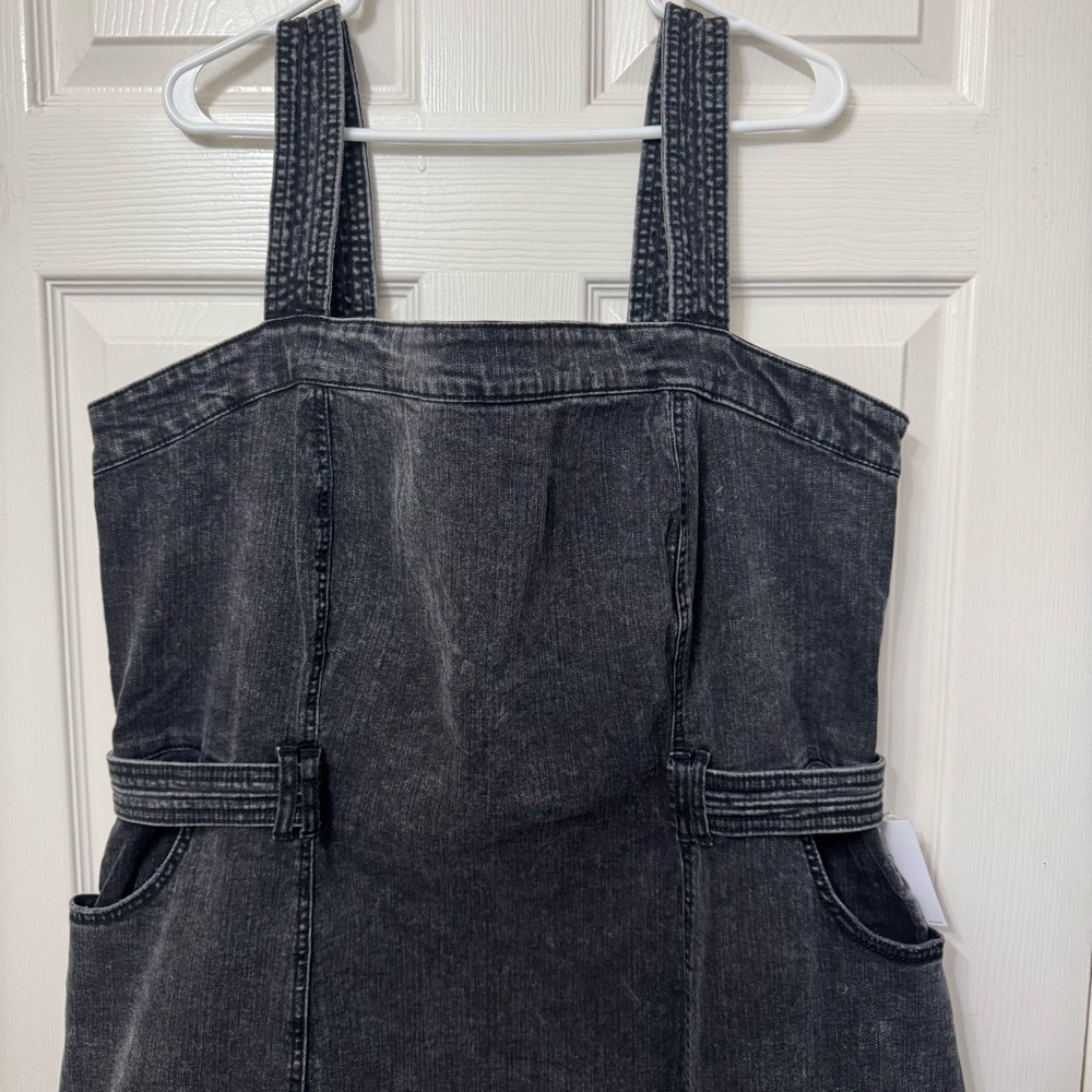 Jessica Simpson Denim Jean Overall Dress Black Gray Wash Plus Size 1X NWT - Picture 5 of 15